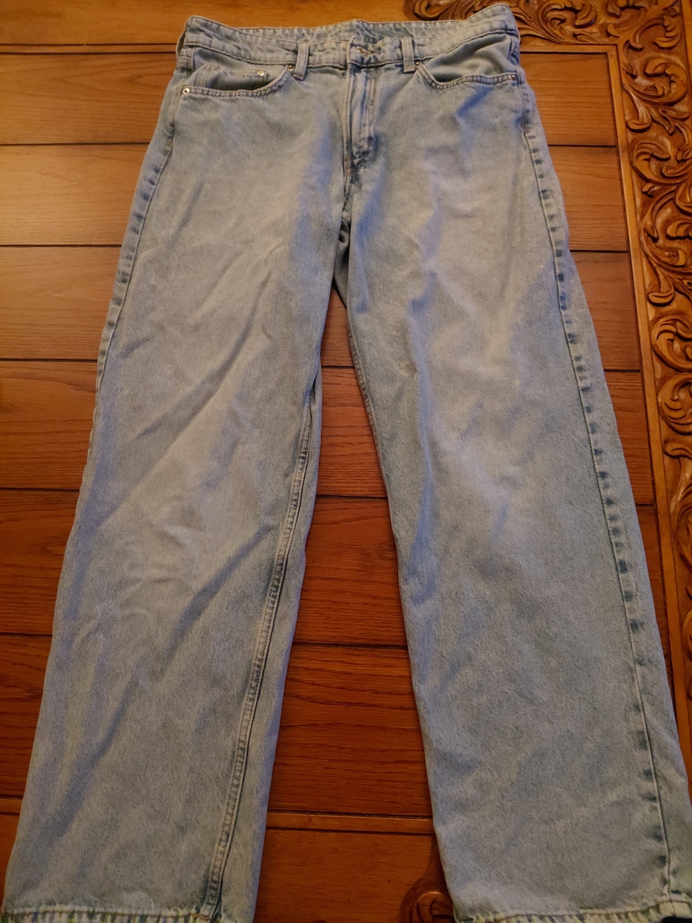&DENIM Women’s Baggy Low Rise Light Wash Blue Straight 5-Pocket Jeans 8